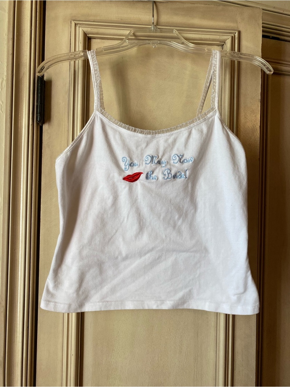 Cinema Etoile Women’s White “You May Now Kiss the Bride” Camisole, size M